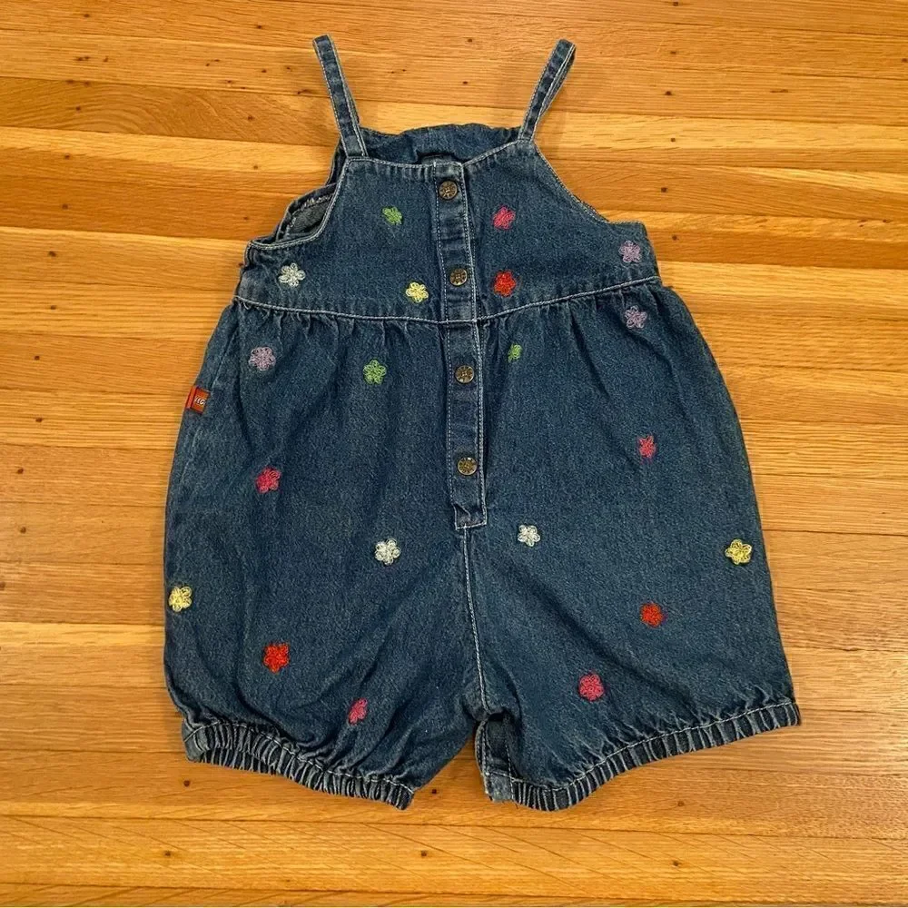 Lego Vintage denim embroidered flower romper